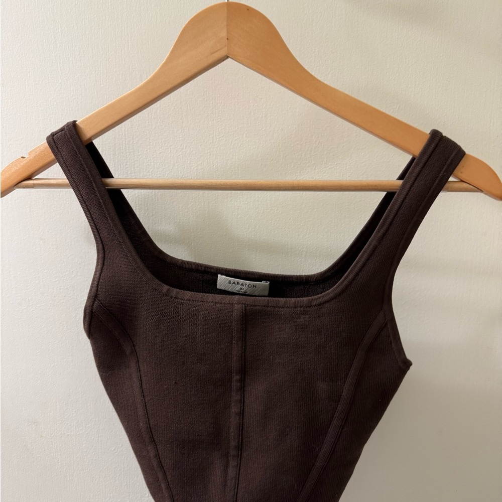 Aritzia Babaton brown crop top